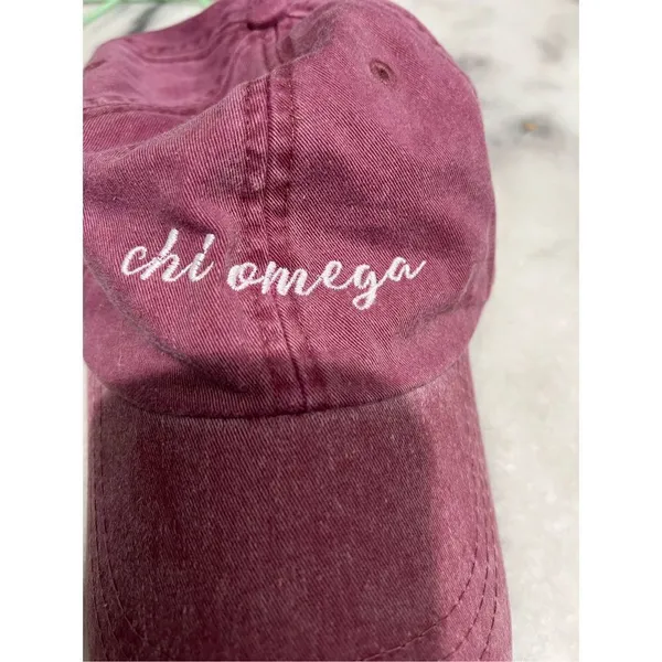Chi Omega Ball Cap Hat Adjustable Baseball Adams Pink - Image 2