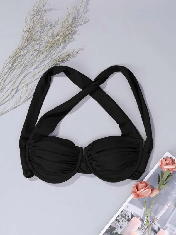 SheIn Ruched Crisscross Underwire Bikini Top - Image 2