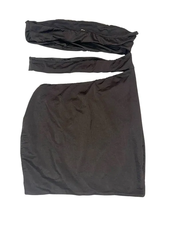 Oh Polly Black Strapless Cutout Bodycon Mini Dress US 10 - Image 3
