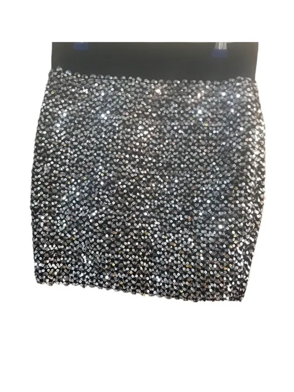 Forever 21 Silver Sequin Mini Skirt - Shimmer Disc Detail - Image 2