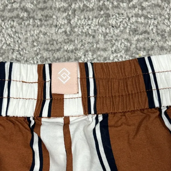 ThirdLove Shorts Womens Large Brown White Striped Cotton Lounge Beach Sleep - Image 5