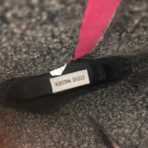 Steve Madden Maximus Burgundy Double Buckle Leather Boot Charcoal Sherpa Lined - Image 5
