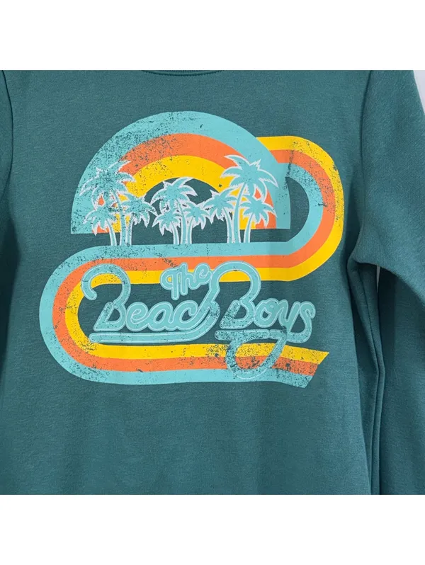 The Beach Boys Retro Graphic Sweatshirt XS Teal Palm Trees - Image 2