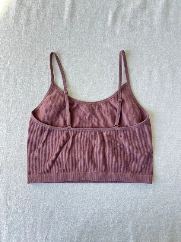 Women’s Purple Ribbed Cropped Tank Top - Image 2