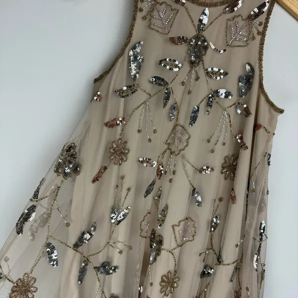 NWT Altar’d State Embellished Jewel Beaded Swing Dress Sz Small Mini Mesh Tulle - Image 8