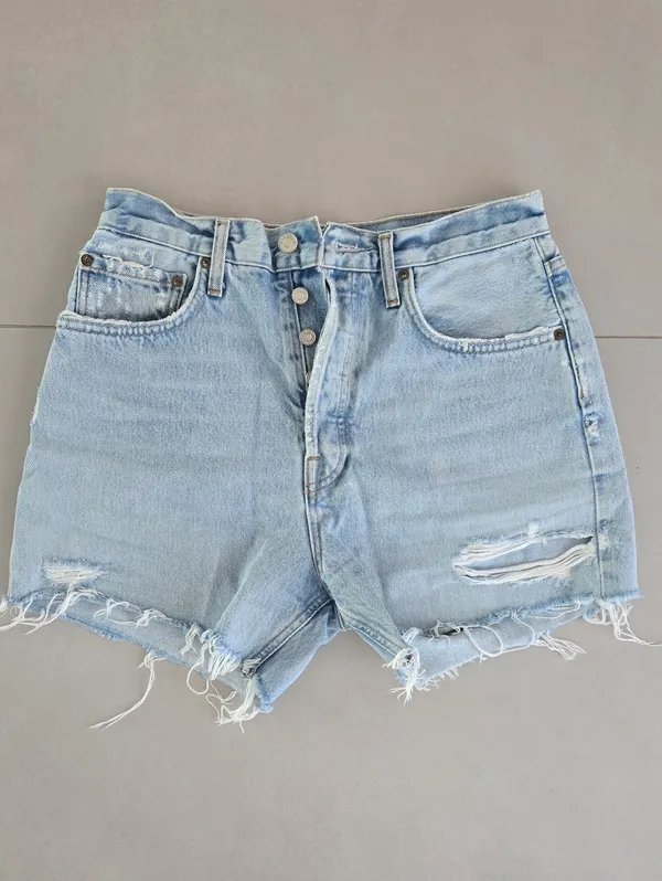 Agolde Light Blue Distressed Women's Denim Shorts Size 28 - Image 3