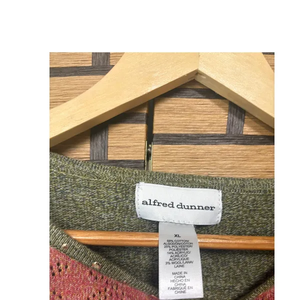 Alfred Dunner Pink And‎ Green Patchwork Sweater Size XL - Image 3