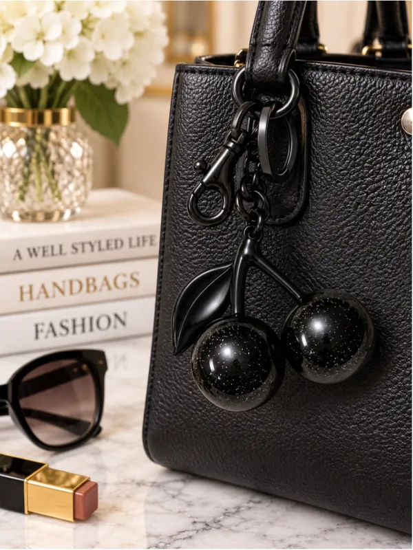 Black Cherry Charm Keychain Black Hardware NWT - Image 5