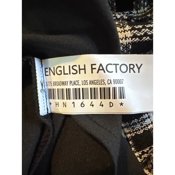 English Factory Check‎ Sleeveless Grommet Mini Dress Black White HN1644D Large - Image 5