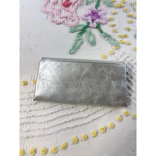 Target Limited Edition Silver Metallic Clutch Crossbody Bag‎ Metal Bar Accent - Image 8