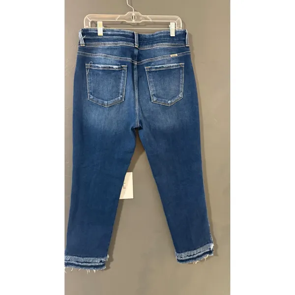 KanCan Women High Rise Skinny Jeans Medium Wash Frayed Fringe‎ Hem Size 30 - Image 4