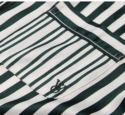 Victoria’s Secret Satin Pajama Set, Short Sleeve Green Stripe - Image 2