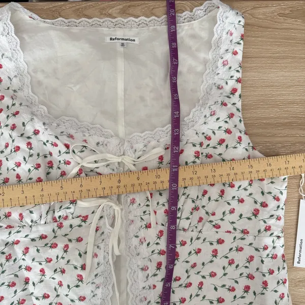 Reformation 10 NEW Rosalie Linen Top Alyssa White Romantic Preppy Cottage - Image 7