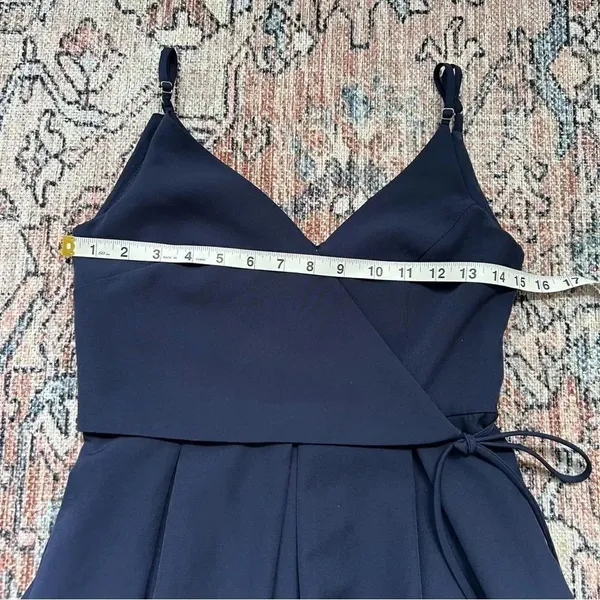 Lulus Thinking About You Navy Blue Pleated Faux Wrap Midi Dress Size Small - Image 10