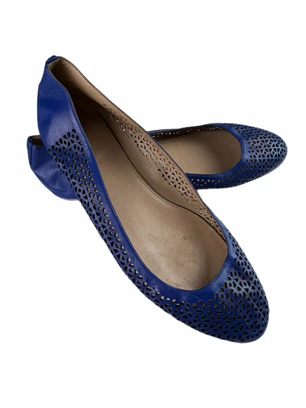 J. CREW Nora Bright Royal Blue Perforated Leather Ballet Flats Italy Size 8.5 - Image 3