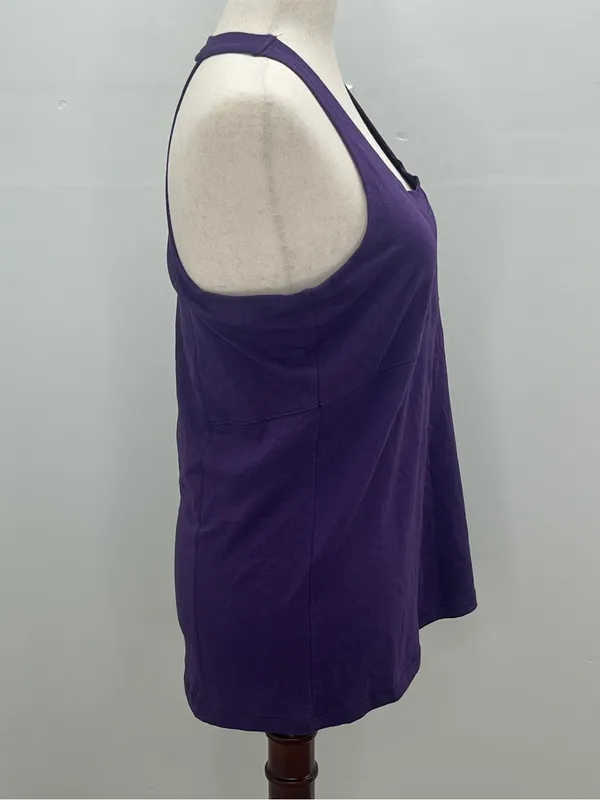Alo Yoga Relax Tank Top Deep Purple Bamboo Athletic Workout Racerback NWT Large - Image 5