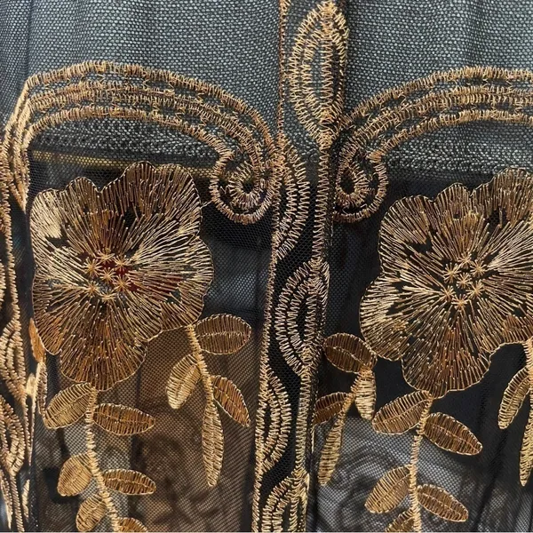 Haute Monde Kimono Duster Robe Jacket Women Size L Bronze Embroidery Boho Retro - Image 11