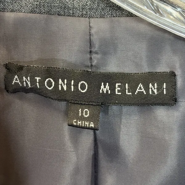 Antonio Melani Womens Pant Suit 2 Piece Gray 3 Button Raw Hem Trouser Topstitch - Image 16