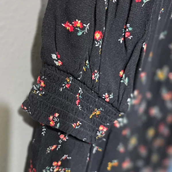 Women's American Eagle Outfitters Black Ditzy Floral‎ Long Sleeve Mini Dress M - Image 5