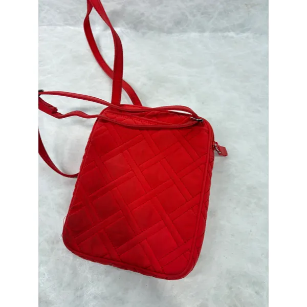 Vera Bradley Red Quilted Crossbody Bag Flap ID Window Wallet Purse - Image 3