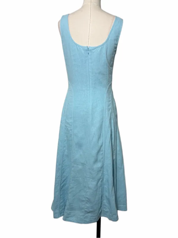 House of Harlow 1960 Linen Blend Light Blue Midi Dress - Image 3
