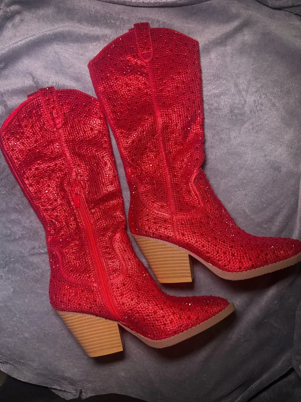 Red Rhinestone Cowboy Amazon Boots - Image 2