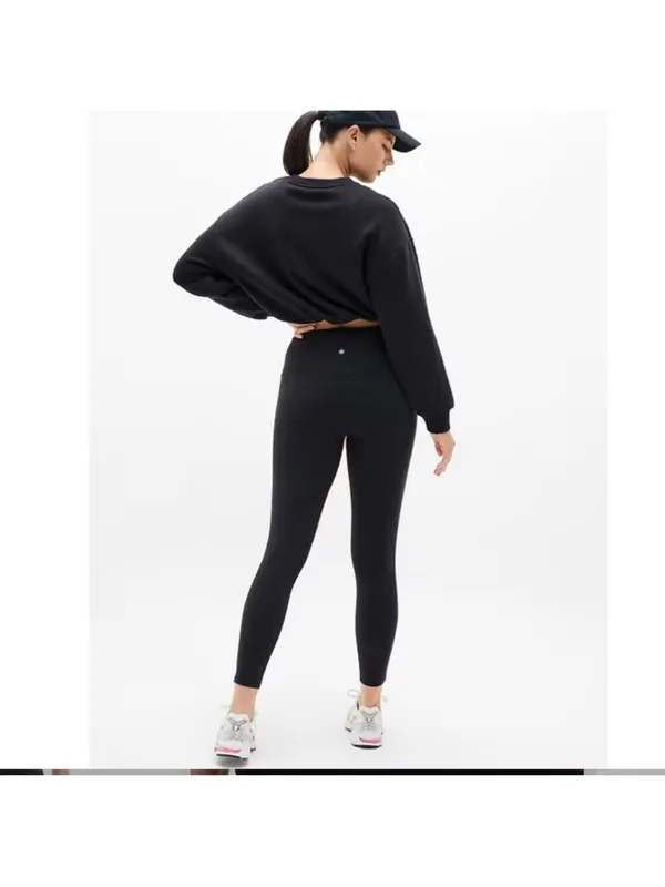 $99 NWOT Athleta Elation Ultra High Rise Piping Leggings black/mimosa pink XS - Image 2