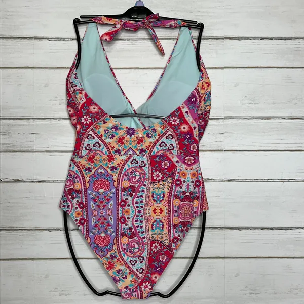 Nanette Lepore One Piece Swimsuit Floral Wrap Halter Size 12 - Image 4