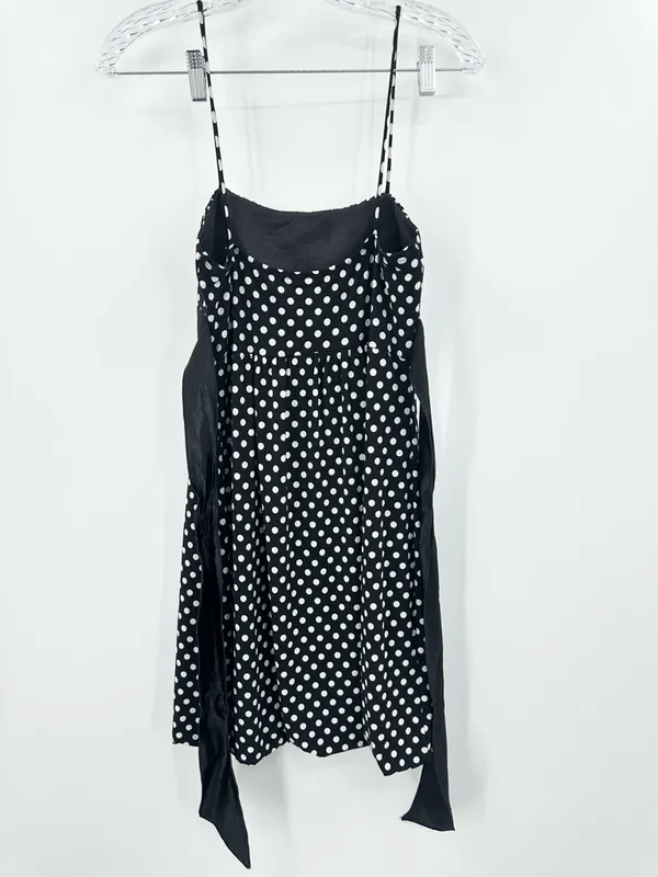 Taboo Vintage Black & White Polka‎ Dot Mini Dress Size Medium - Image 2