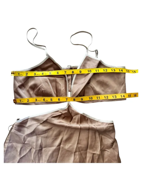 Reformation Mini Dress in Poppies Silk in Croissant Light Brown ****ALTERED***** - Image 7