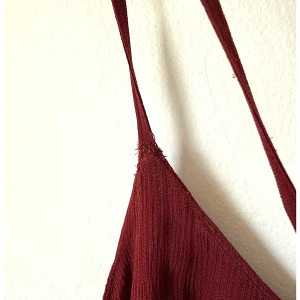 Anthropologie Floreat Saffa Chiffon Tiered Maxi Peasant Dress Women Size S Wine - Image 8