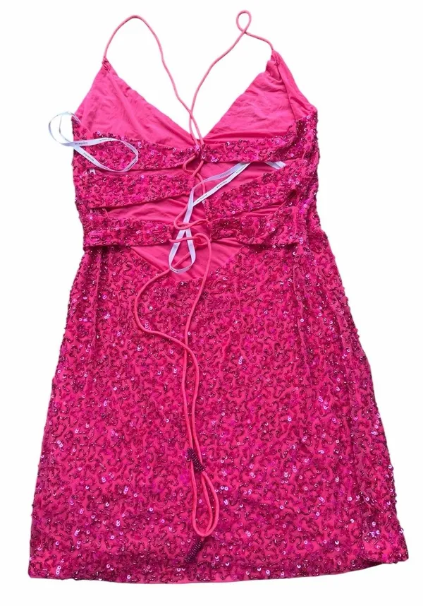 Retrofête Women's Pink Sequin Cowl Neck Mich Bodycon Dress Size M - Image 7