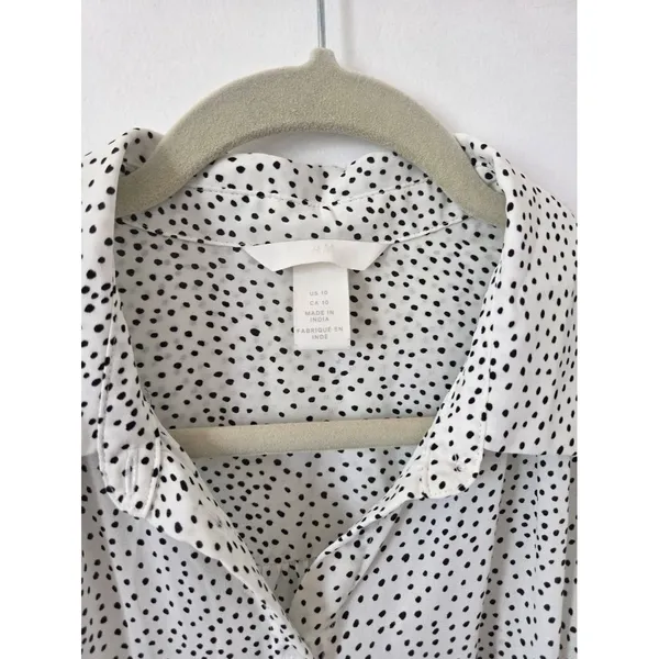 H&M Polka Dot Spotted Blouse Top White Black Twee Office Preppy Effortless M 10 - Image 5