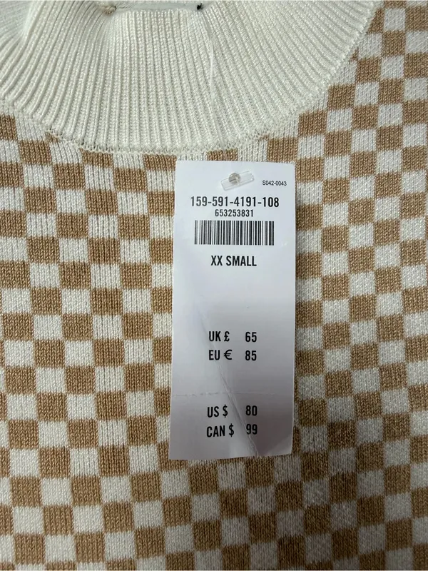 NWT Abercrombie & Fitch Long Sleeve Checkerboard‎ Sweater Dress in Light Brown - Image 3