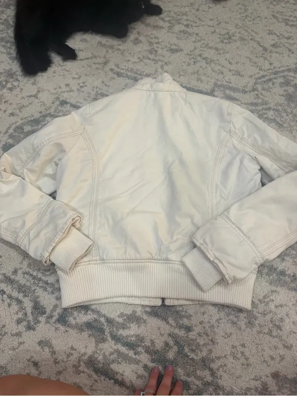 Vintage Y2K Aeropostale Faux Fur Lined Jacket Women’s Large Cream - Image 3