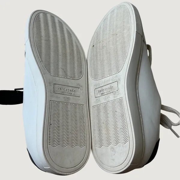 Kate Spade New York Fez White Black Leather Spade Logo Sneakers Womens 9B - Image 6