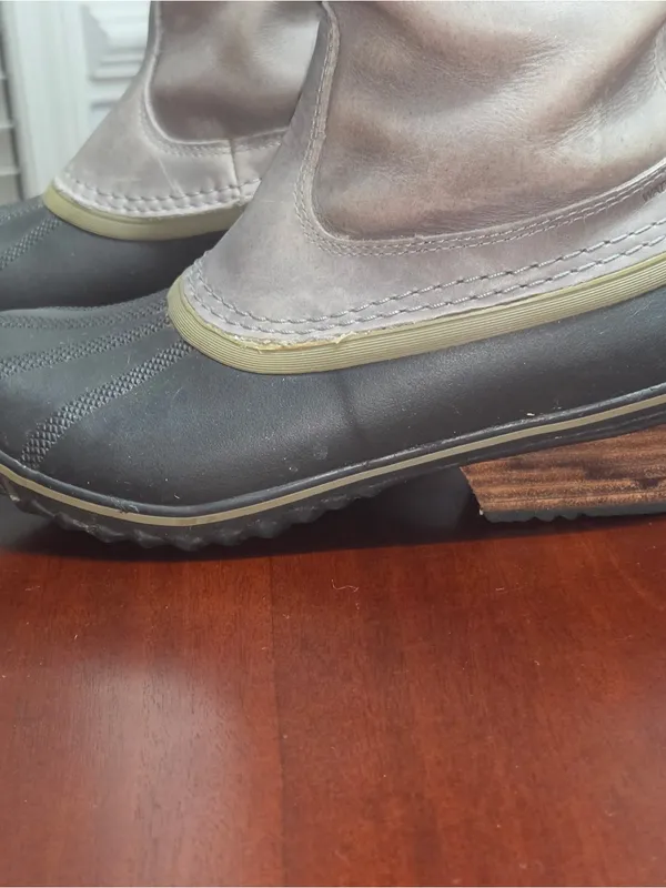 Sorel Slimpack Riding Tall II Leather Rain Winter Boots - Gray/Black Size 7 - Image 3