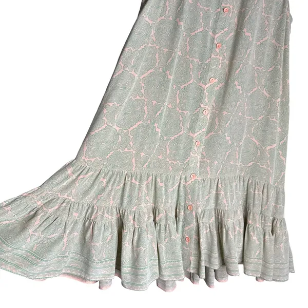 JOIE 100% Silk M Ruffle-Hem Shift Dress Paisley Button Front High Neck Sundress - Image 9