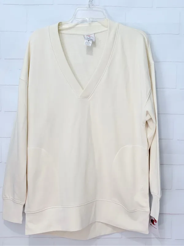 Champion Gameday Deep V Tunic Pullover Unbleached Cotton Size S NWT - Image 3