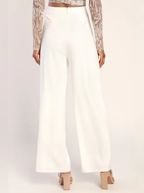 Lulus White Wide Leg Get Dressed Up Lined Pants NWT Size Small - Image 5