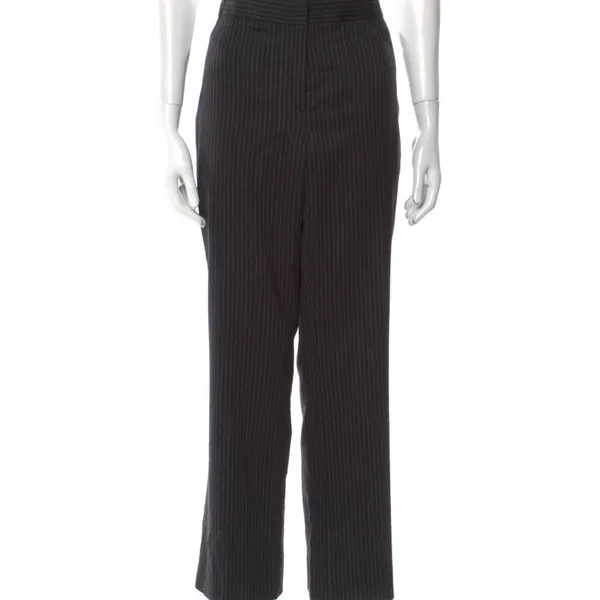 BURBERRY London Stripped Wide Wool leg pants black‎ sz 12 - Image 3