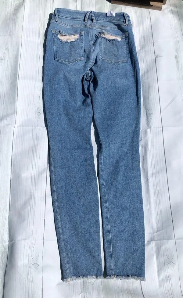 Good American NEW Skinny Jeans Raw Hem Blue Denim Size 6 / 28 Waist - Image 8