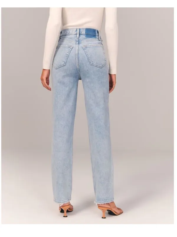 Abercrombie & Fitch Light Blue Straight Leg Jeans Crossover - Image 2