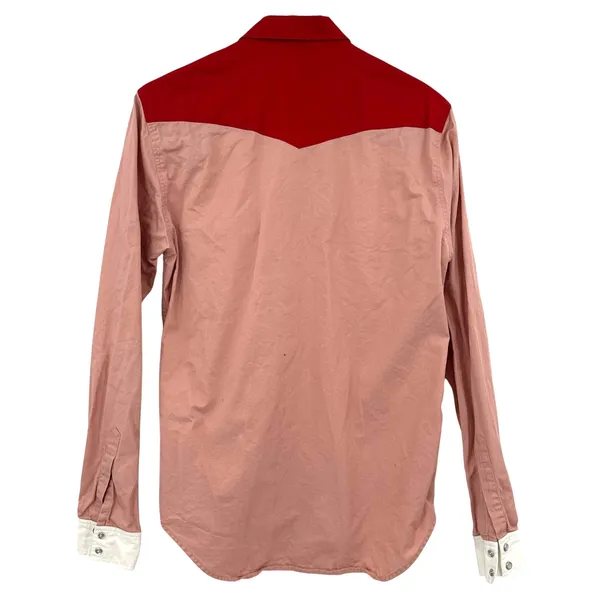 Sandro Size Small Long Sleeve Button Up Blouse Top Shirt Pink Red White Western‎ - Image 2