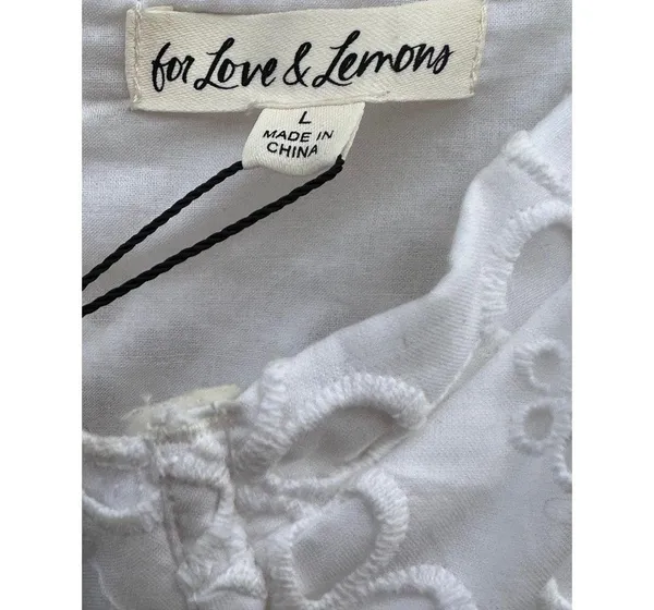 For Love And Lemons Picnic Mini Dress White Eyelet Revolve NWT Large - Image 6