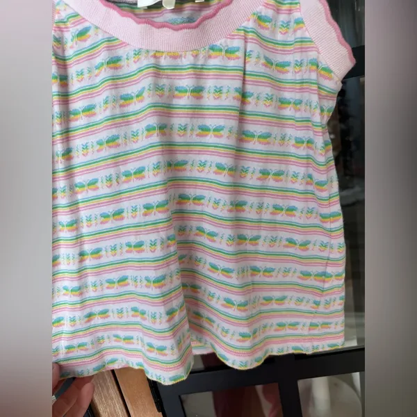 LoveShackFancy Maven tank top knit butterflies striped scalloped pastel - Image 7