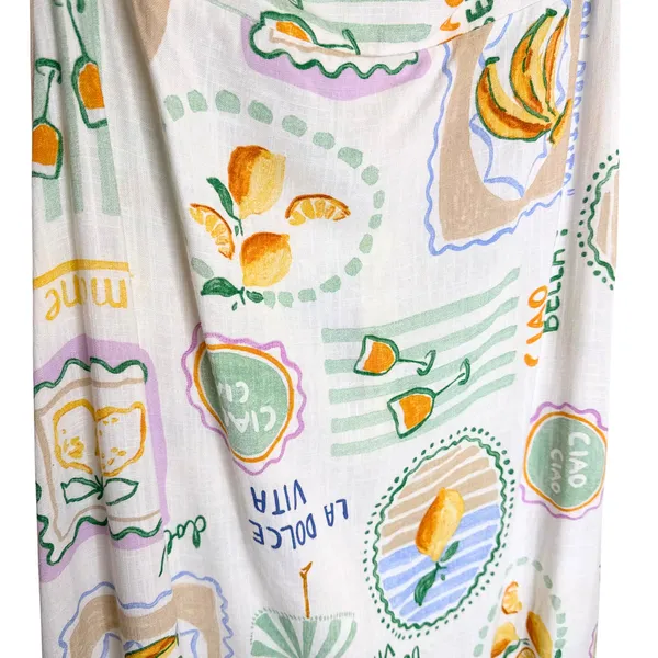 Paper Heart Strapless Fruit Print Maxi Dress Size XL Resort Vacation Linen Boho - Image 4