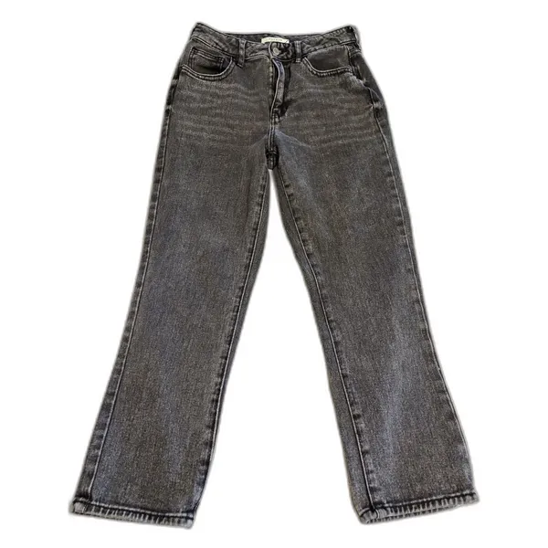 PacSun Mom Jeans Size 26 Black Gray Wash High Rise Straight Leg - Image 4