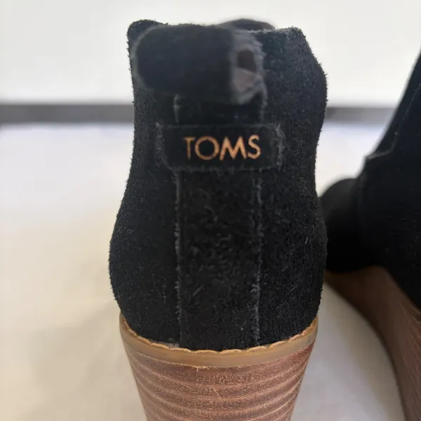 TOMS Kallie Black Suede Side‎ Cutout Wedge Ankle Booties Womens 9.5 - Image 11