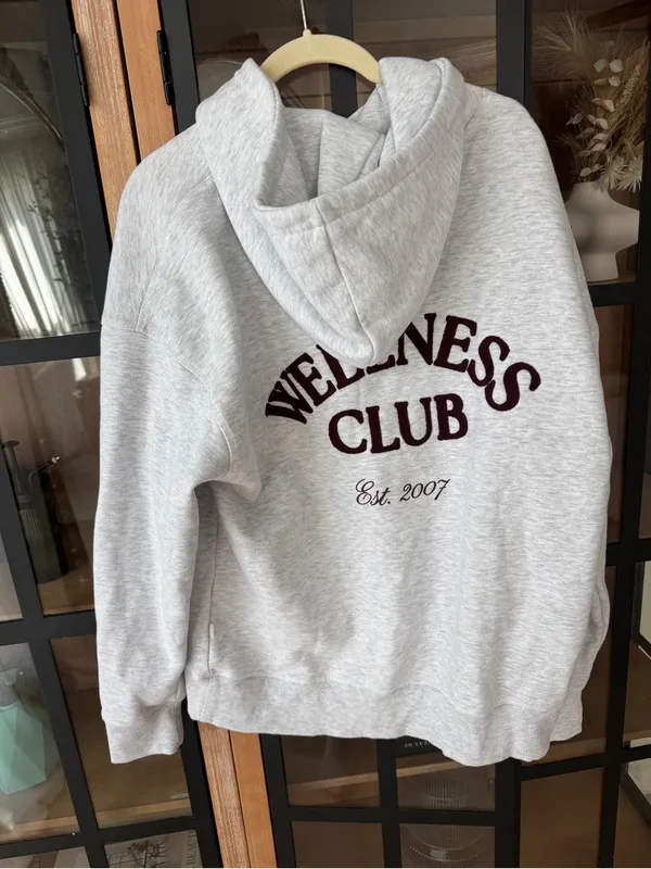 Cotton ON Plush Premium Graphic Hoodie cloudy grey marle heritage wellness club - Image 3
